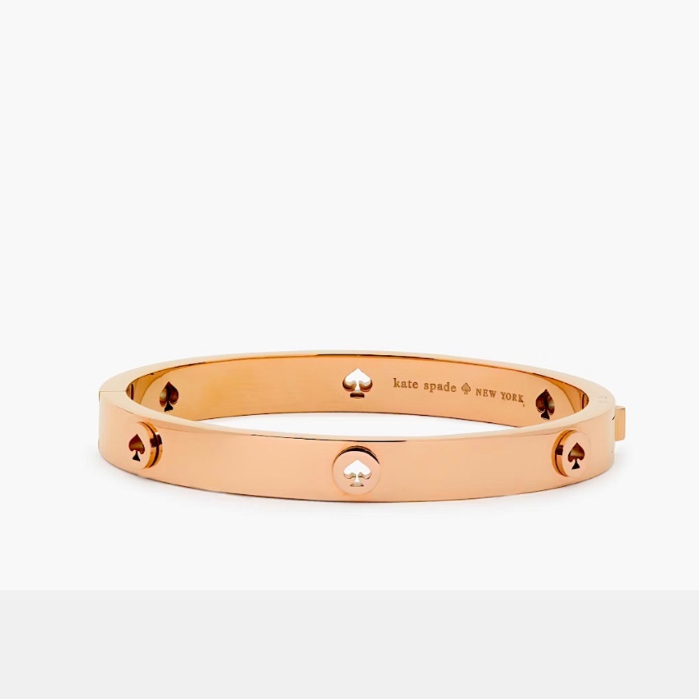 Kate Spade Rose Gold Spot The Spade Studded Hinged Bracelet New